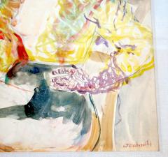 Watercolor by Constantin Terechkovitch Portrait of a Woman in a Hat and Dress  - 4084852