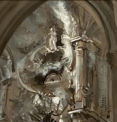 Watercolor by Stuart Elredge Cathedral Toledo Spain - 3016803