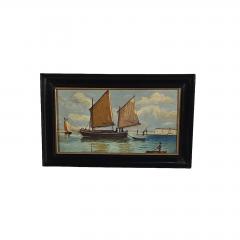 Watercolor of Boats in Harbor Italy circa 1900 - 4499616