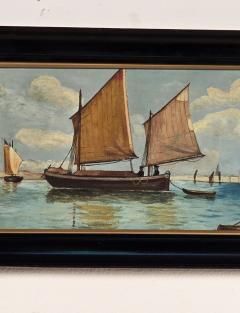 Watercolor of Boats in Harbor Italy circa 1900 - 4499619