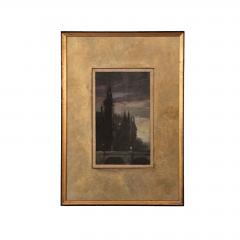 Watercolor of Castle at Dusk France circa 1900 - 3621334