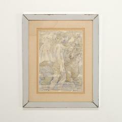 Watercolor of Goddess and Companion with Horse circa 1975 - 2960683