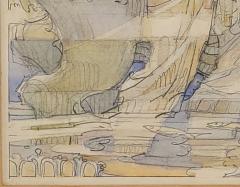 Watercolor of Goddess and Companion with Horse circa 1975 - 2960687