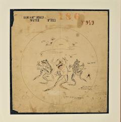 Watercolor of Three Frogs England circa 1860 - 4290075