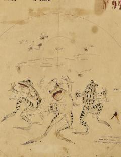 Watercolor of Three Frogs England circa 1860 - 4290076