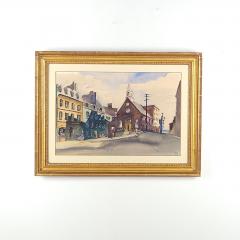 Watercolor of a City Scene Signed and Dated Russ Conn 1948 - 3418543