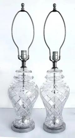 Waterford Crystal Cut Crystal Table Lamps Chrome Bases Waterford Crystal Ireland Attributed - 3925035