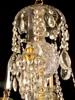 Waterford Style 1940 Cut Crystal Chandelier with Palatial Center Column Sphere - 2658954