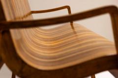 Wave Shaped Bench in Walnut with Two tone Veneering Italy 1950s - 4570467