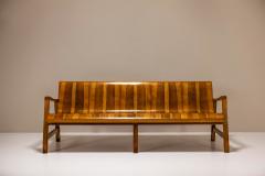 Wave Shaped Bench in Walnut with Two tone Veneering Italy 1950s - 4570468