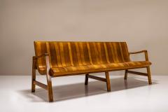 Wave Shaped Bench in Walnut with Two tone Veneering Italy 1950s - 4588905