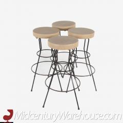 Weinberg Style Mid Century Brown Vinyl and Iron Stools Set of 4 - 2576904