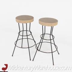 Weinberg Style Mid Century Brown Vinyl and Iron Stools Set of 4 - 2576908