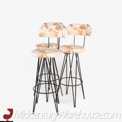 Weinberg Style Mid Century Iron Upholstered Bar Stools Set of 3 - 2576893