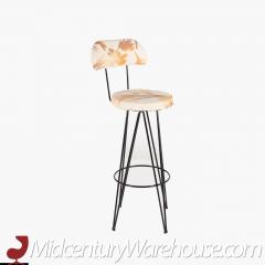 Weinberg Style Mid Century Iron Upholstered Bar Stools Set of 3 - 2576895