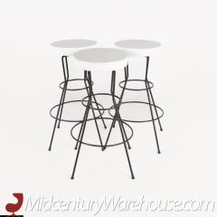 Weinberg Style Mid Century White Vinyl and Iron Stools Set of 3 - 2576898