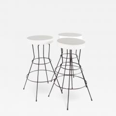 Weinberg Style Mid Century White Vinyl and Iron Stools Set of 3 - 2584324