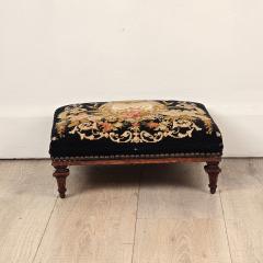 Well Carved French Louis XVI Style Footstool with Old Needlepoint circa 1850 - 4214804