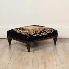 Well Carved French Louis XVI Style Footstool with Old Needlepoint circa 1850 - 4214805