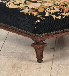 Well Carved French Louis XVI Style Footstool with Old Needlepoint circa 1850 - 4214806