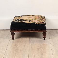 Well Carved French Louis XVI Style Footstool with Old Needlepoint circa 1850 - 4214807