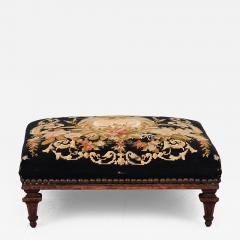 Well Carved French Louis XVI Style Footstool with Old Needlepoint circa 1850 - 4217345