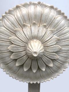 Well carved Italian Marble Architectural Element of a Flower on a Steel Stand - 1626154