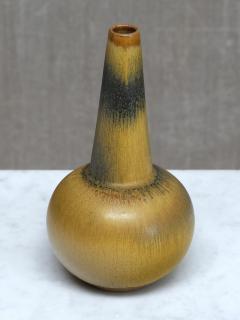 Wendelin Stahl Wendelin Stahl Stoneware Vase Yellow and Black Hare s Fur Glaze Germany 1960s - 4334502