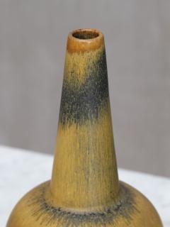 Wendelin Stahl Wendelin Stahl Stoneware Vase Yellow and Black Hare s Fur Glaze Germany 1960s - 4334508