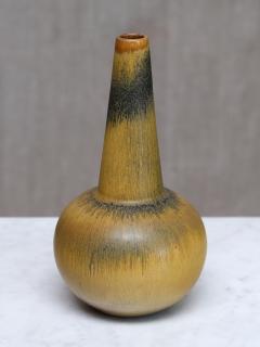 Wendelin Stahl Wendelin Stahl Stoneware Vase Yellow and Black Hare s Fur Glaze Germany 1960s - 4334510