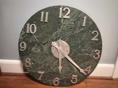 Wendell August Forge ART DECO GREEN MARBLE AND ALUMINUM WALL MOUNTED CLOCK - 3320299