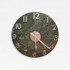 Wendell August Forge ART DECO GREEN MARBLE AND ALUMINUM WALL MOUNTED CLOCK - 3334231