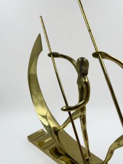 Werkst tte Hagenauer Hagenauer Brass Sculpture Three Rowers in Canoe Vienna circa 1930s - 4461486