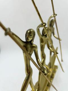 Werkst tte Hagenauer Hagenauer Brass Sculpture Three Rowers in Canoe Vienna circa 1930s - 4461487
