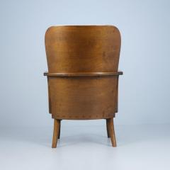 Werner West Werner West Arm Chair in Dark Stained Birch White Wool Wilh Schauman 1930s - 4508748