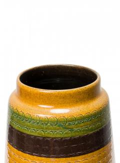 West German Mid Century Brown Gold and Green Textured Striped Glazed Ceramic Vas - 4671898