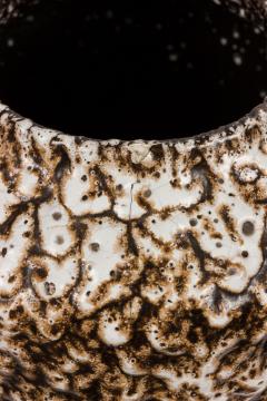 West German Mid Century Brown and Beige Bubbled Fat Lava Glazed Ceramic Vase - 4667837