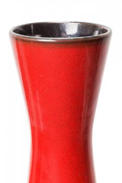 West German Mid Century Red Hourglass Form Ceramic Vase - 4670066