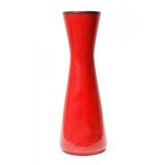 West German Mid Century Red Hourglass Form Ceramic Vase - 4709508