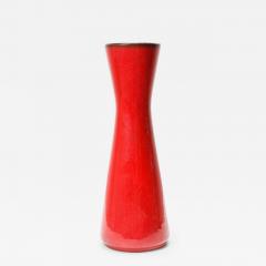 West German Mid Century Red Hourglass Form Ceramic Vase - 4709543