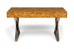 West Michigan Furniture Company American Mid Century Burl Laminate Campaign Desk - 4633769