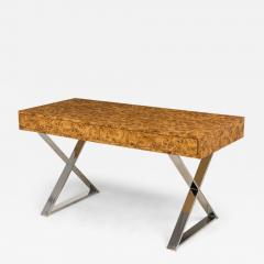 West Michigan Furniture Company American Mid Century Burl Laminate Campaign Desk - 4683128