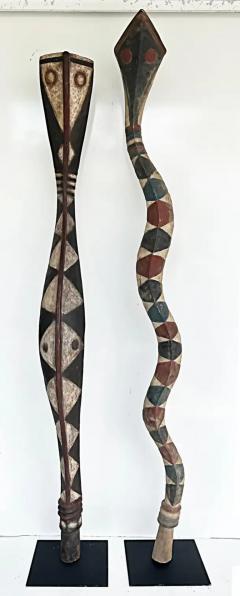 Western African Guinea or Senegal Baga Serpent Sculptures on Custom Iron Stands - 3579134