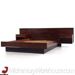 Westnofa Mid Century Danish Rosewood Queen Platform Bed with Nightstands - 3689312