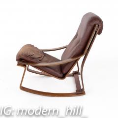 Westnofa Mid Century Rosewood and Brown Leather Rocking Chair - 2356256