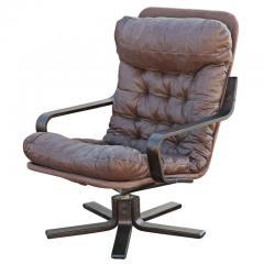 Westnofa Scandinavian Rosewood Leather Lounge Chair - 2658528