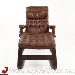 Westnofa Style Mid Century Tufted Leather Lounge Chair and Ottoman - 2356671