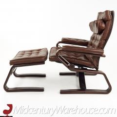Westnofa Style Mid Century Tufted Leather Lounge Chair and Ottoman - 2356673