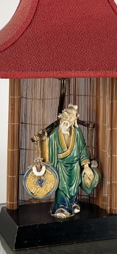 Whimsical Chinese Figurine Midcentury Ceramic Lamp - 3623686