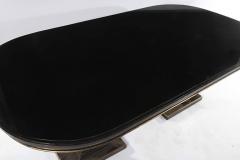 Whimsical Ebonized Dining Table with Glass Top on Urn Shaped Pedestal Base - 572272